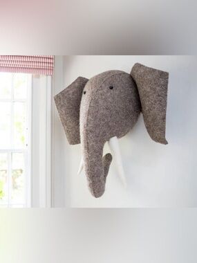 Fiona Walker England large felted wool elephant head mount kids room nursery